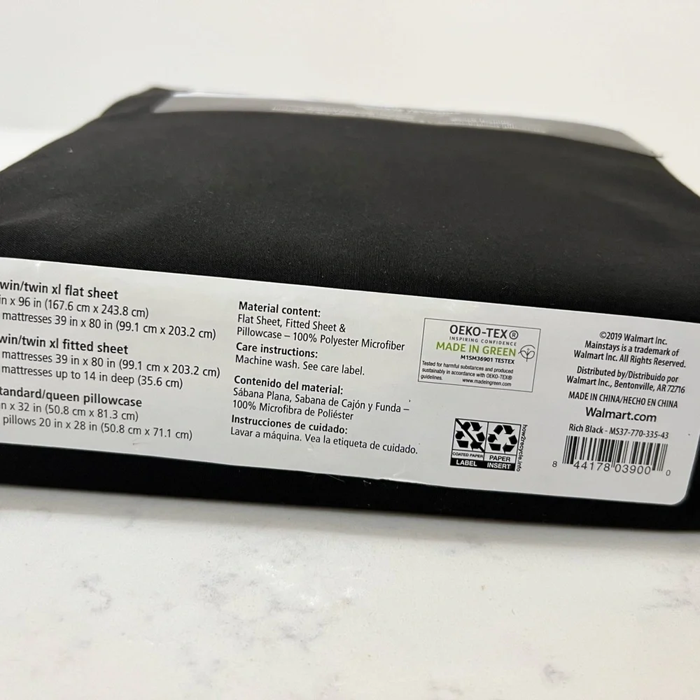 Mainstays Black Microfiber Sheet Set